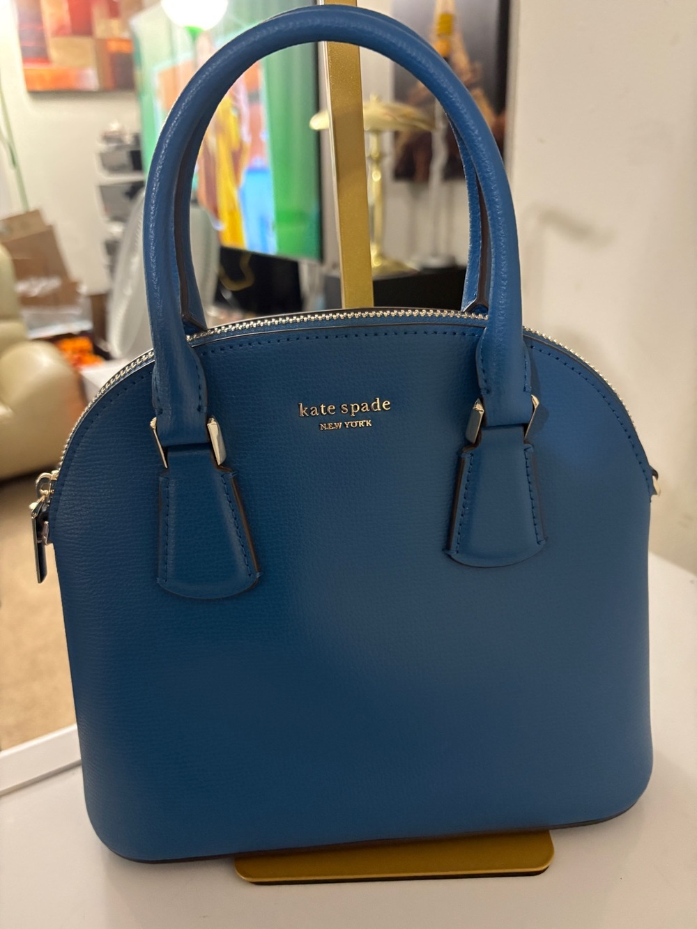 kate spade Blue Leather Dome Satchel Purse